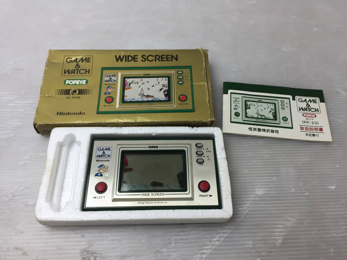 ★GAME＆WATCH ポパイ★PP-23 ゲームウォッチ 任天堂 説明書・箱付き【中古/現状品/動作未確認ジャンク】_画像1