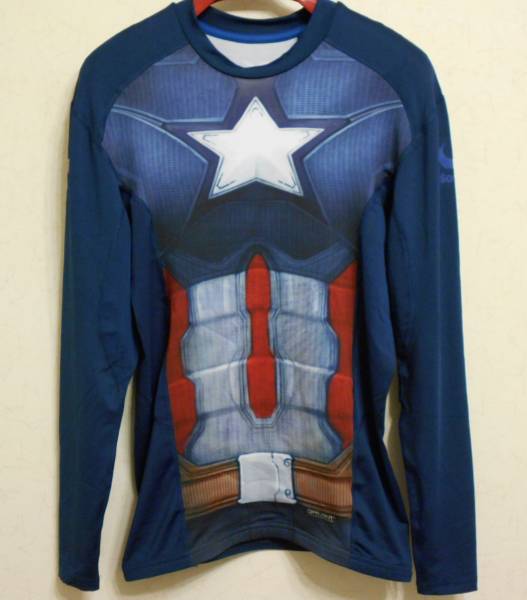 キャプテンアメリカ 長袖Tシャツ Mサイズ (captain america マーベル アメコミ コンプレッション ウェア ストレッチ トレーニング インナー