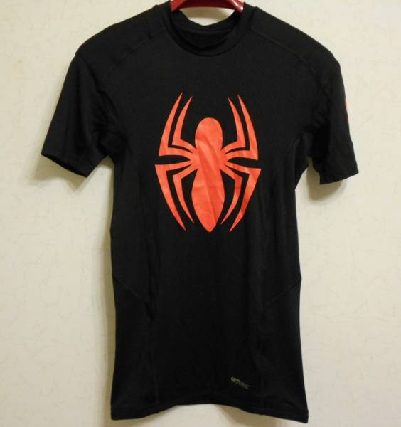 スパイダーマン 半袖Tシャツ Mサイズ 黒 ( spiderman マーベル アメコミ コンプレッション ウェア ストレッチ トレーニング インナー