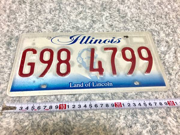 現品限り アメリカ イリノイ州 ナンバー プレート G98 4799_画像1