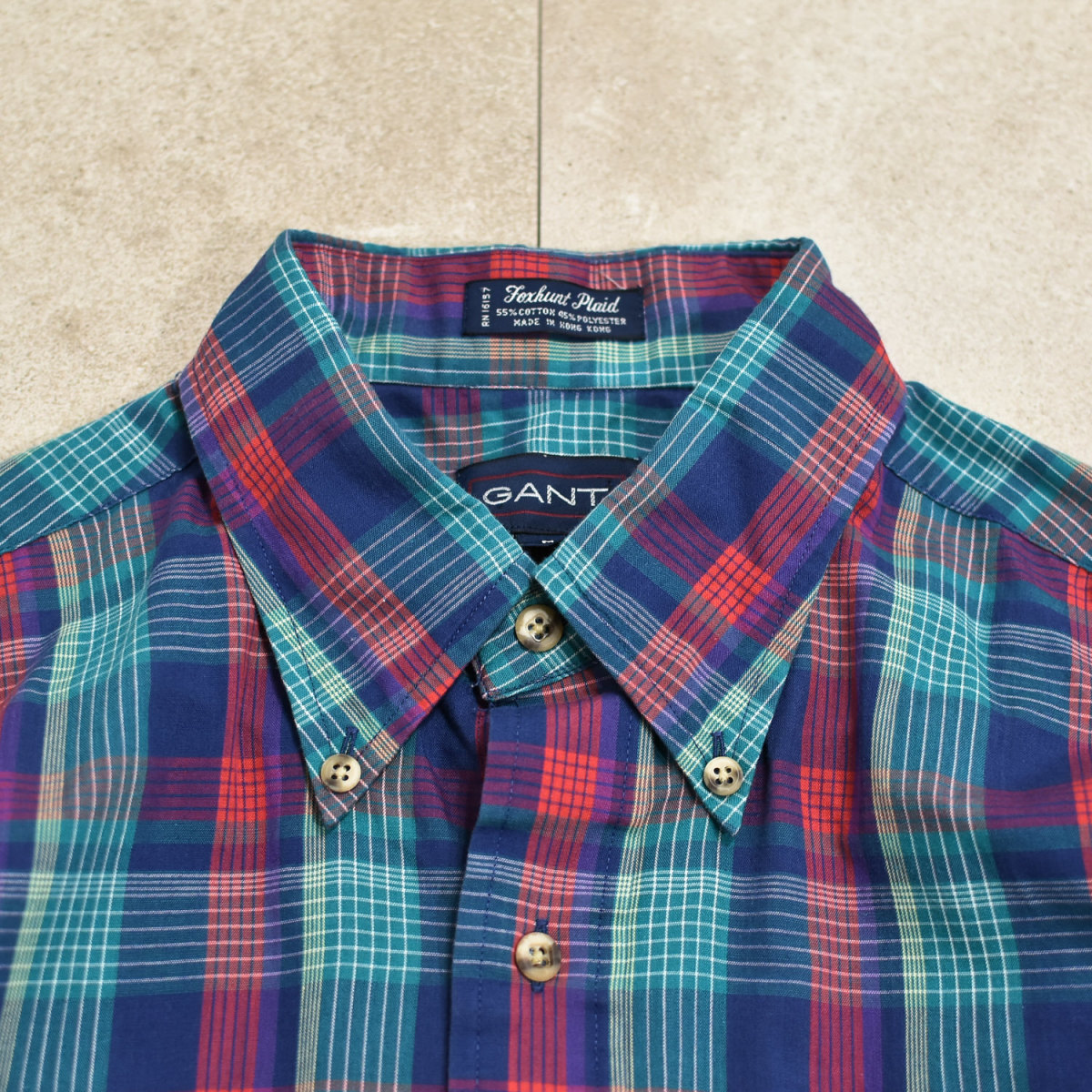 90s GANT check BD shirtメンズ L相当 90s ガント チェック 総柄 ボタンダウン シャツ 長袖シャツ ヴィンテージ 古着 9_画像4