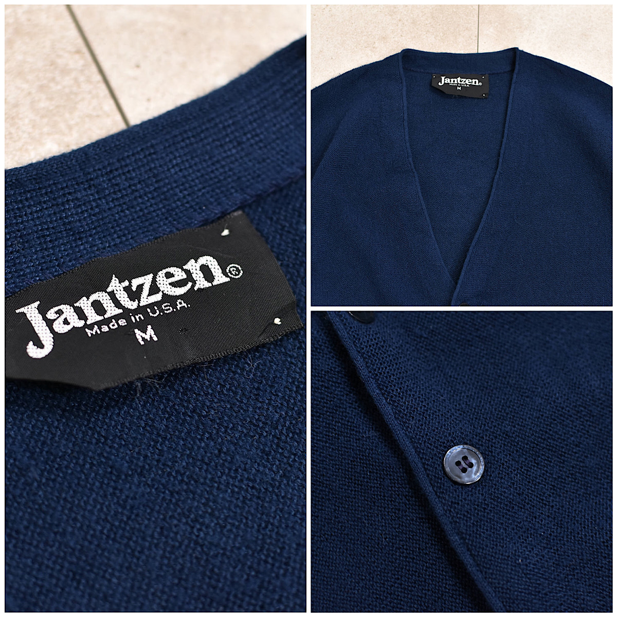 80～90s USA Jantzen polyester knit cardiganメンズ Mサイズ 80～90s アメリカ製 ジャンセン ポリエステ_画像4