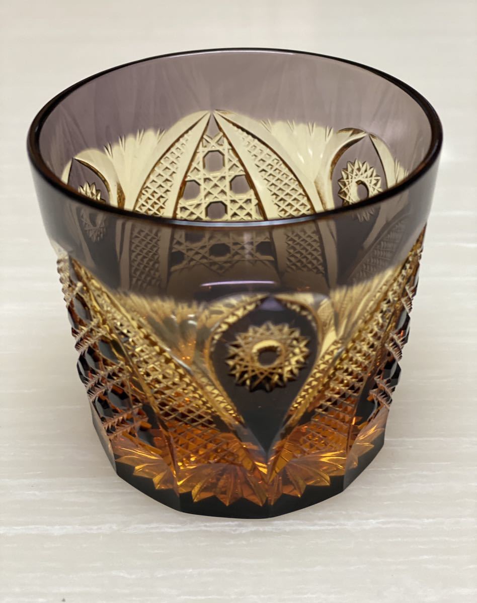 黒木国昭□綾切子□ショートロックグラス□新品□A P 工芸品