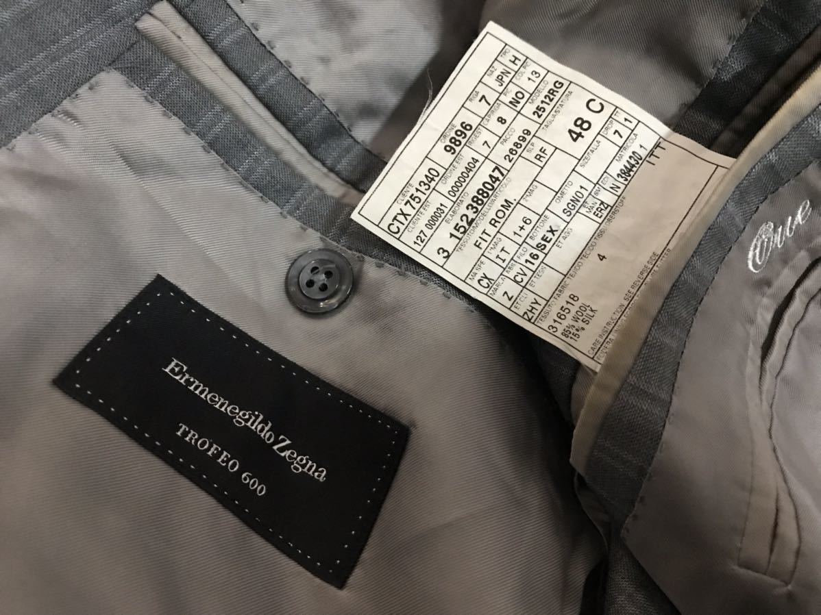 エルメネジルドゼニア Ermenegildo Zegna テーラード ジャケット　48c グレー系　ストライプジャケット　ウールシルクジャケット　古着_画像6