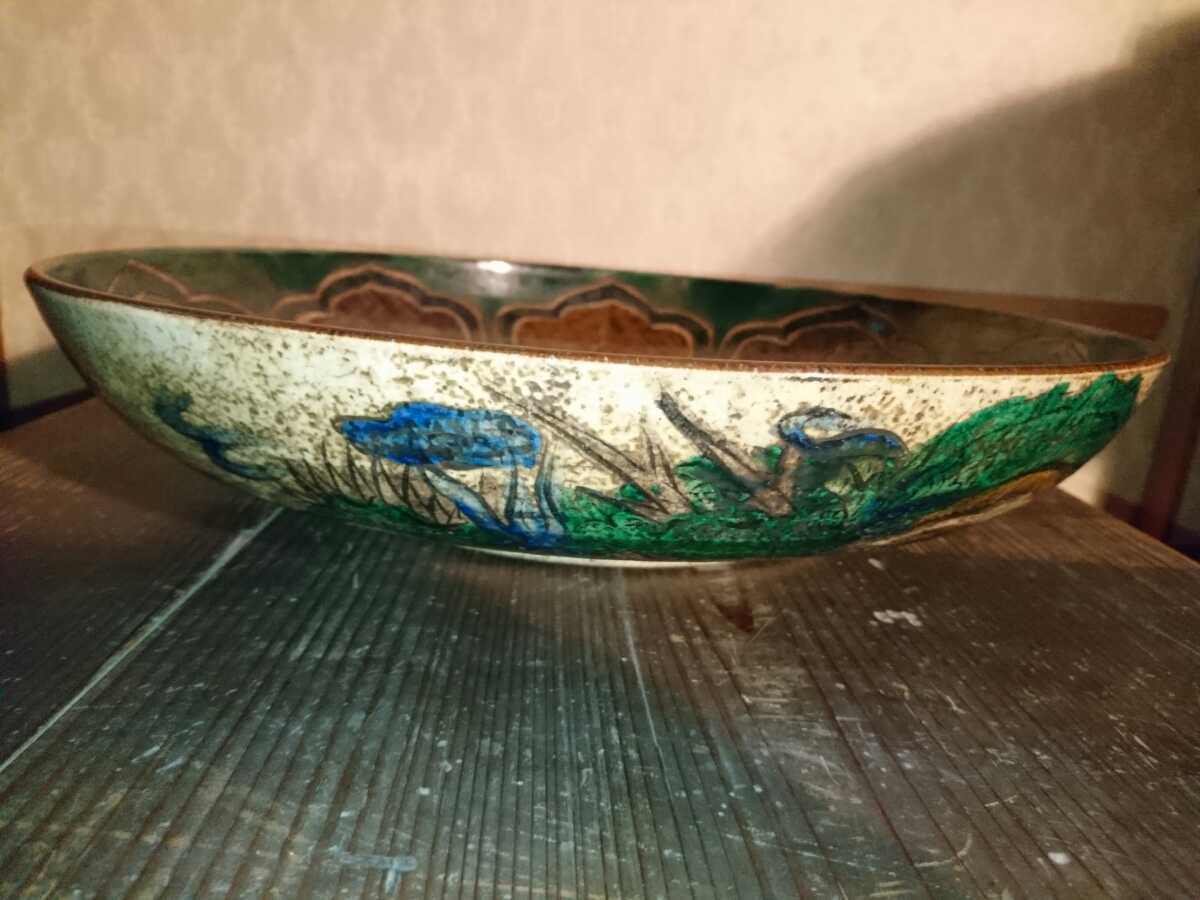 古九谷吉田屋青手色絵楼閣山水図大皿(江戸中期) | www