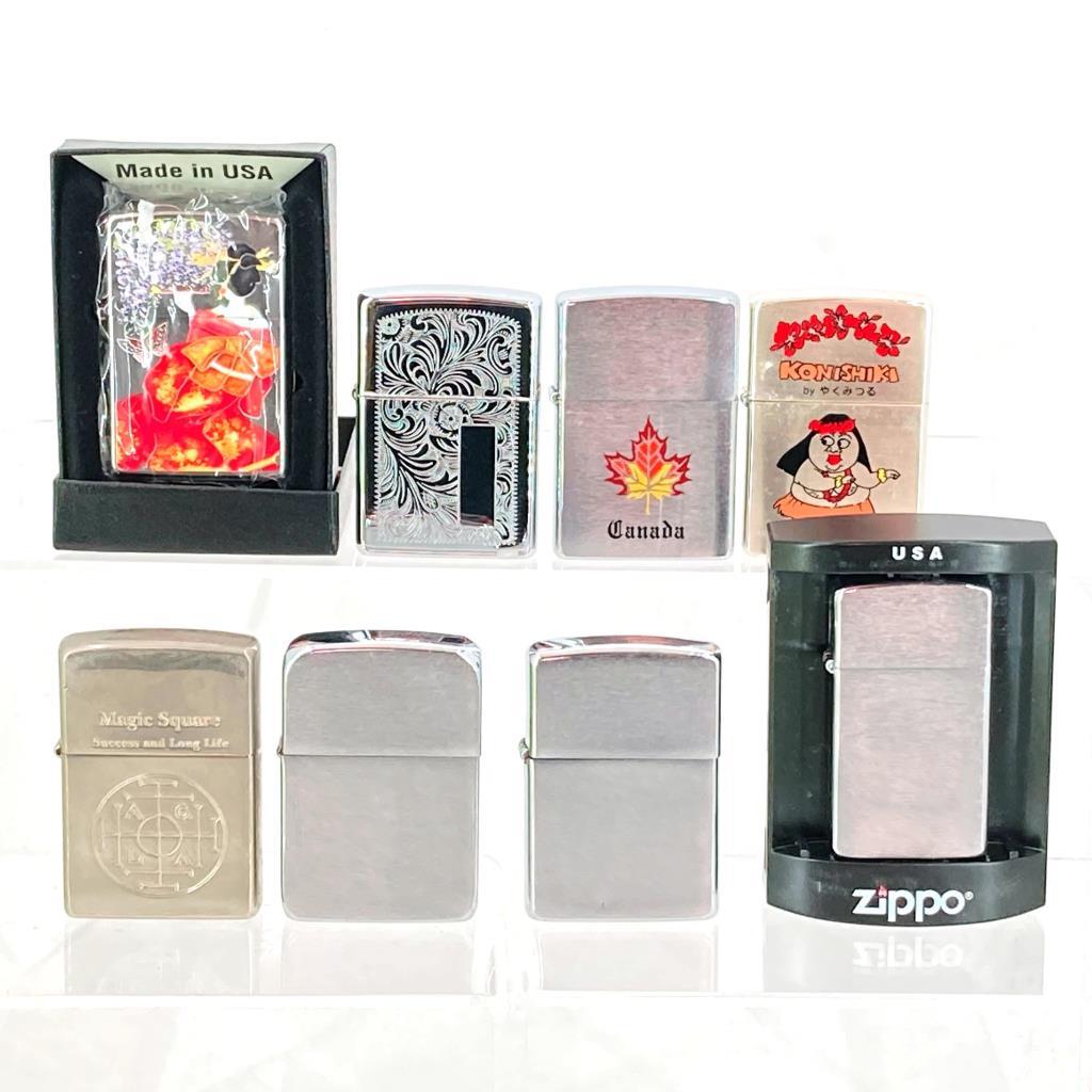 ジャンク1円～】ZIPPO ジッポ まとめ セット８点 唐草/カナダ/スリム/KONISHIKI/小錦/和服/花魁/プレーン/他 