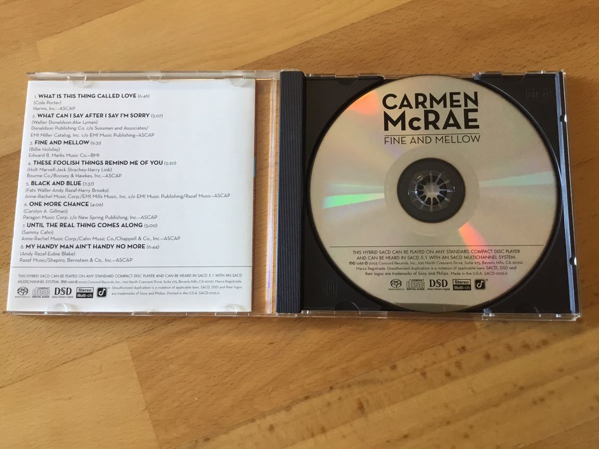 Carmen McRae / Fine & Mellow - Live at Birdland West(Hybrid SACD)カーメン・マクレエ(Concord Records : SACD-1005-6)_画像4