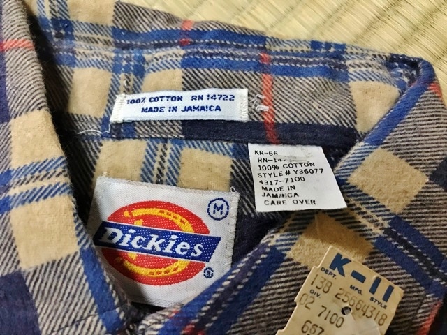 70's 未使用 デッドストック DICKIES ディッキーズ ジャマイカ製 ワークジャケット ジャケット シャツ vintageネルシャツ made in jamaica_画像2