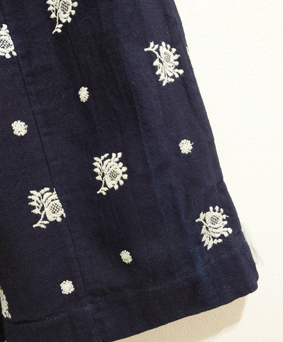 45R 45rpm 刺繍スカート インディゴ-