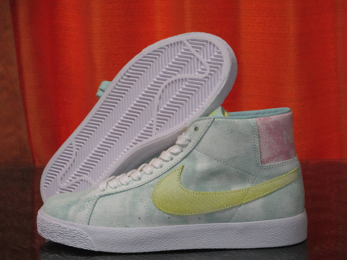 最後 27cm NIKE SB ZOOM BLAZER MID PREMIUM 検 ズーム ブレザー ミッド プレミアム PRM スウェード 本革 ハイ パステルグリーン/緑/黄 US9