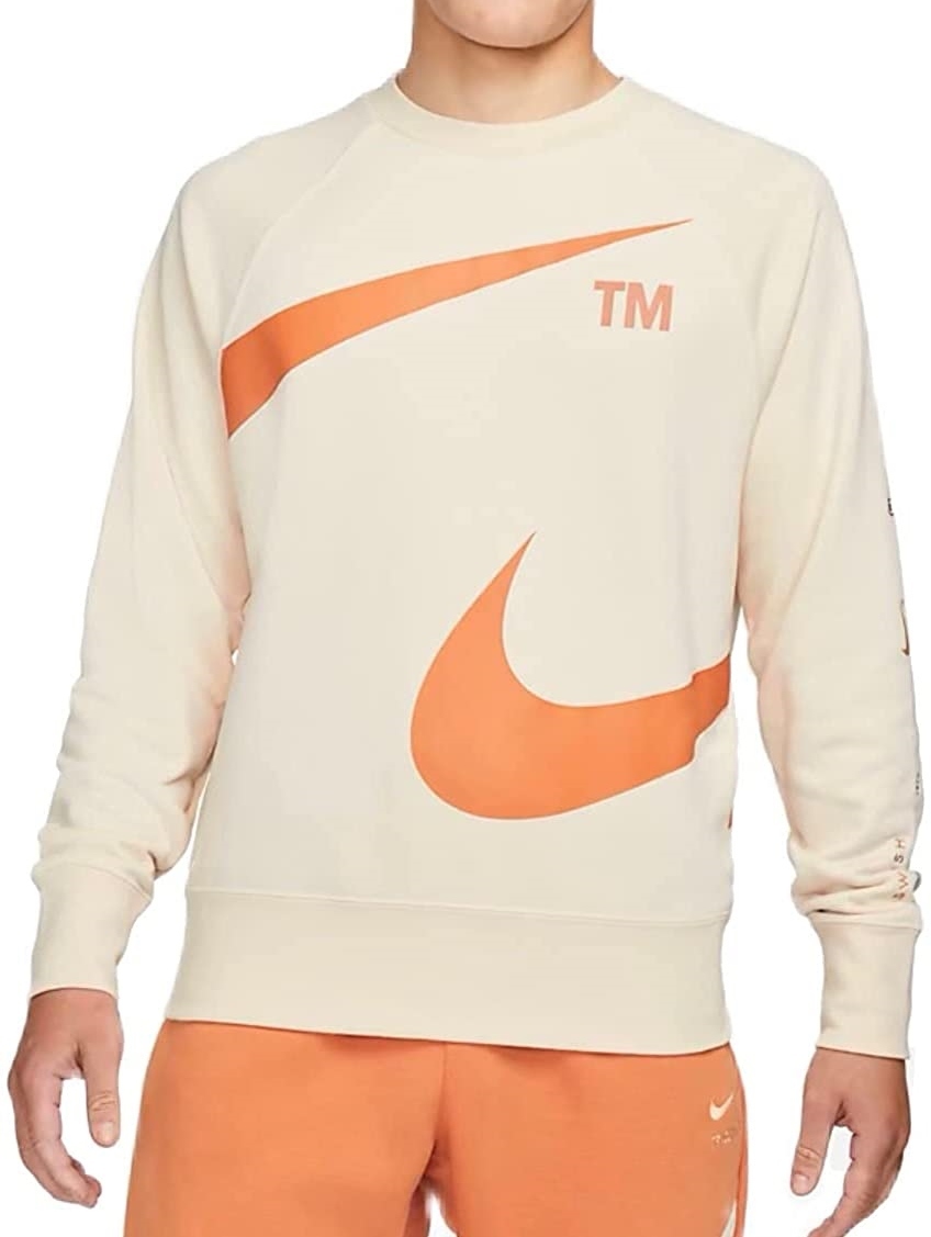 最後 XL NIKE NSW SWOOSH FT スウェット クルー 検 ビッグスウッシュ デカロゴ 春夏フリース トレーナー クリーム ペール オレンジ_画像4