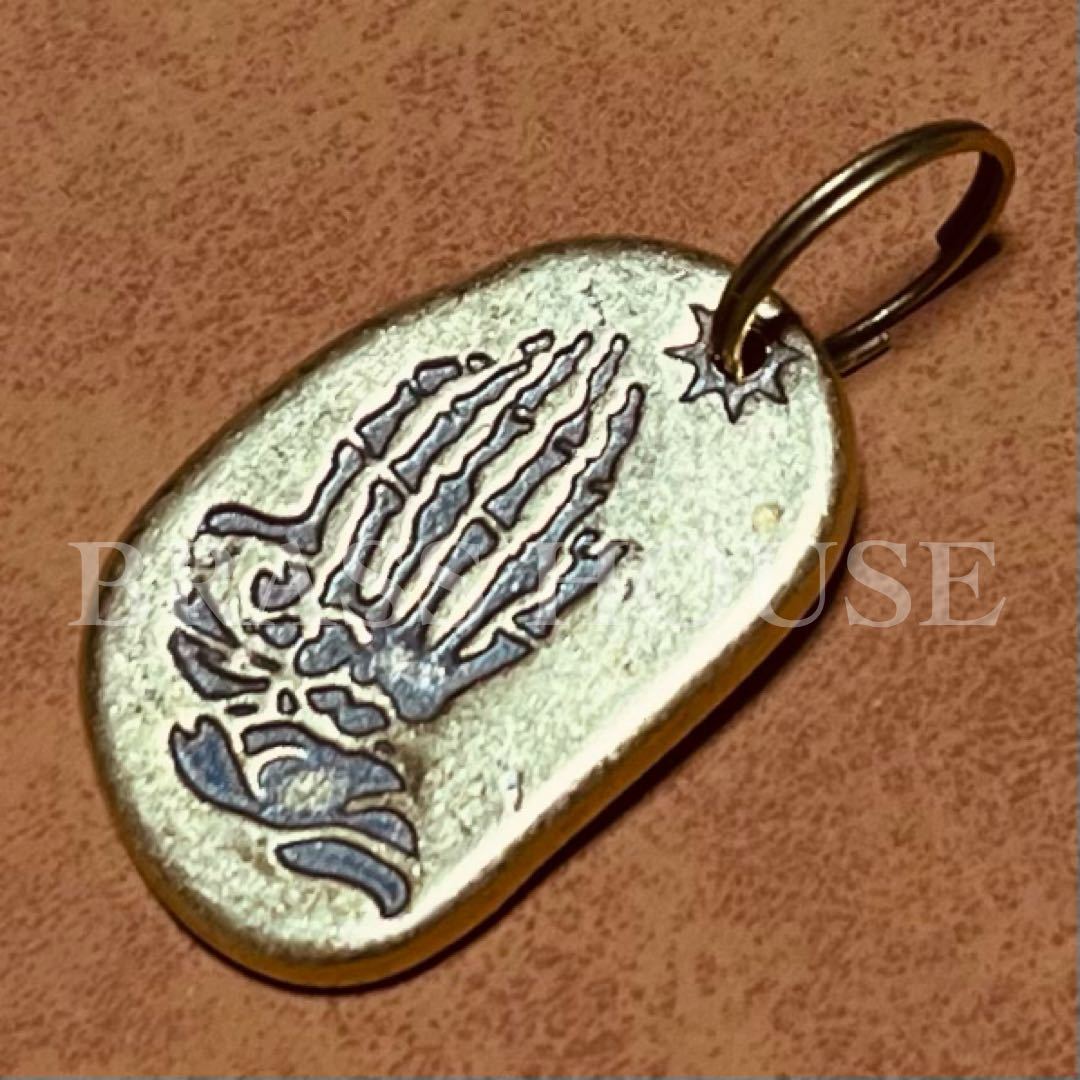 E10 Skull finger pendant accessory key holder brass made skull bike ... skull gaikotsu key ring necklace brass 