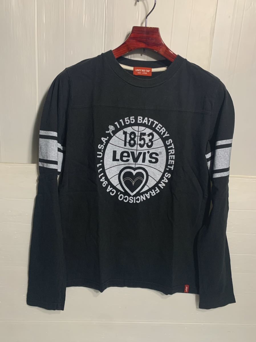 Levi's RED TAB リーバイス　レッドタブ　フットボールデザイン　長袖Tシャツ　ロンT 黒　L ブラック_画像3