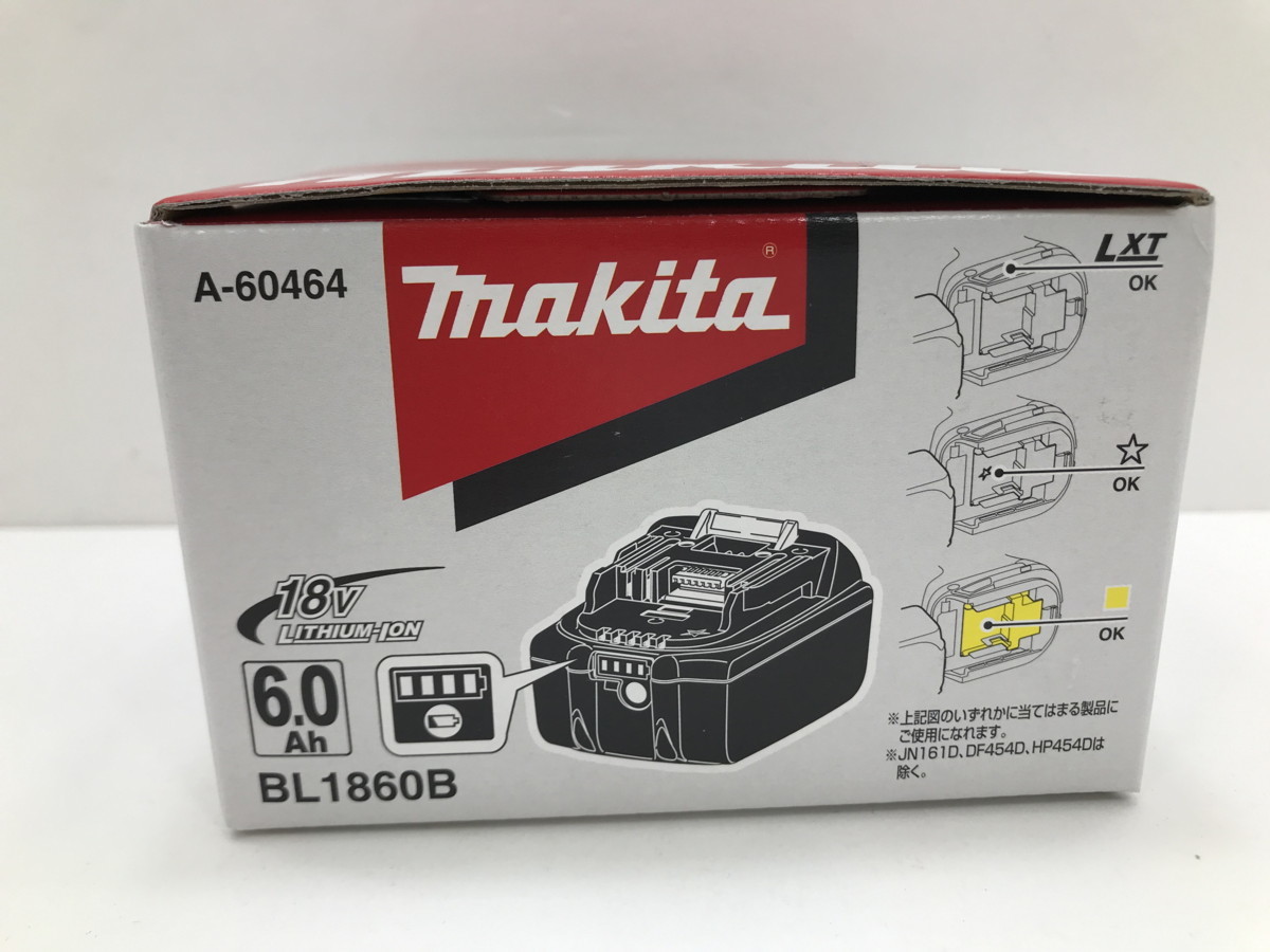 【未使用品】 マキタ(Makita)マキタ リチウムイオンバッテリBL1860B 18V 6.0Ah（2） 【102-220418-TM-2-TAG】