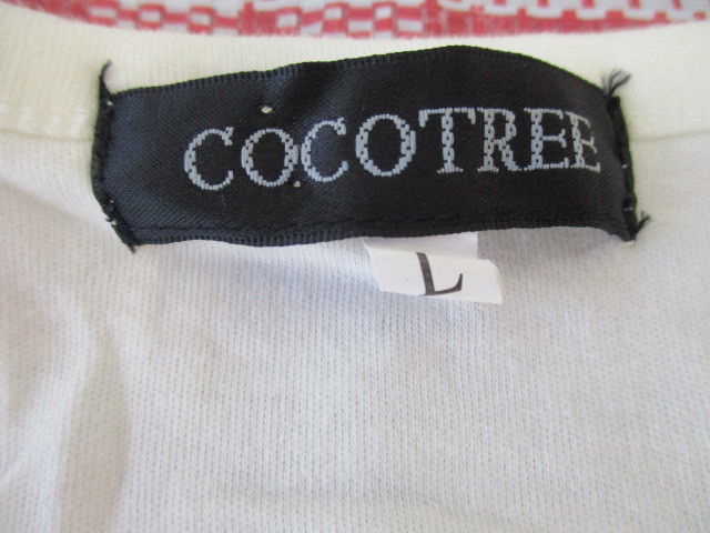 *COCOTREE short sleeves T-shirt V neck Zip Logo dot pattern lame entering star white (L)
