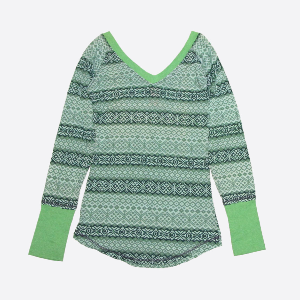 ★SALE★Free People/フリーピープル★長袖両VネックTシャツ (Green/M)_画像3