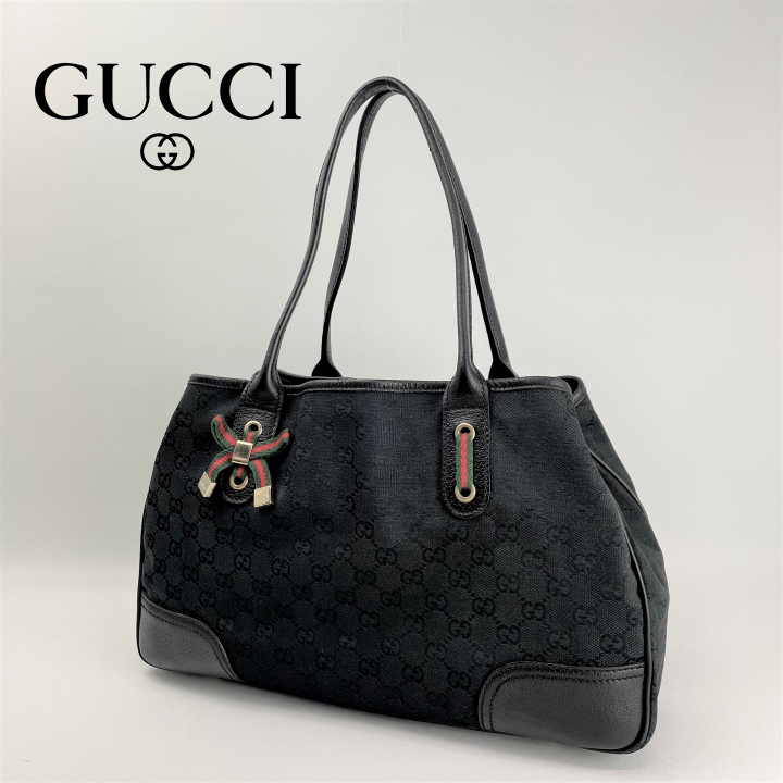 ■GUCCI グッチ■ プリンシー GGキャンバス シェリーライン トートバッグ ショルダーバック シェリーリボン付 _画像1