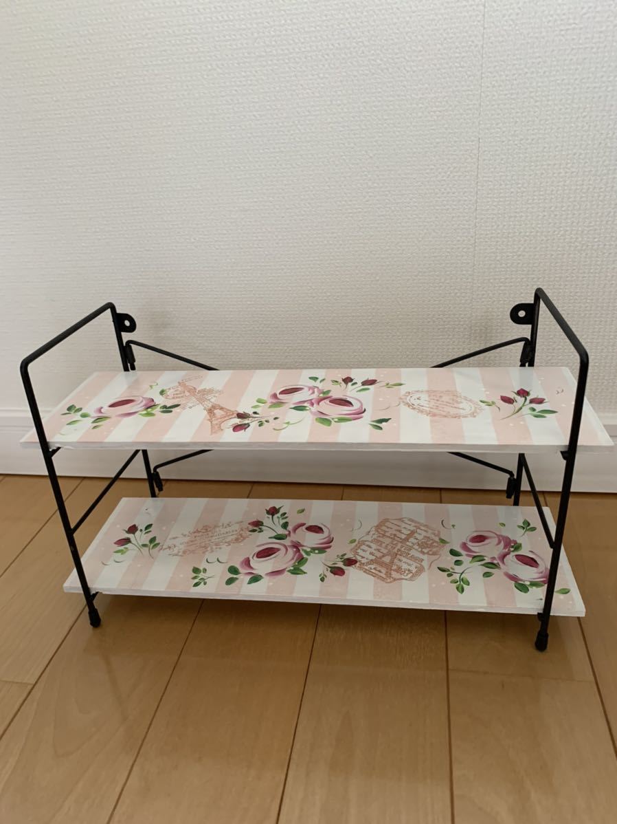 トールペイント 薔薇 ハンドメイド カントリー雑貨 棚 シェルフ ローズ