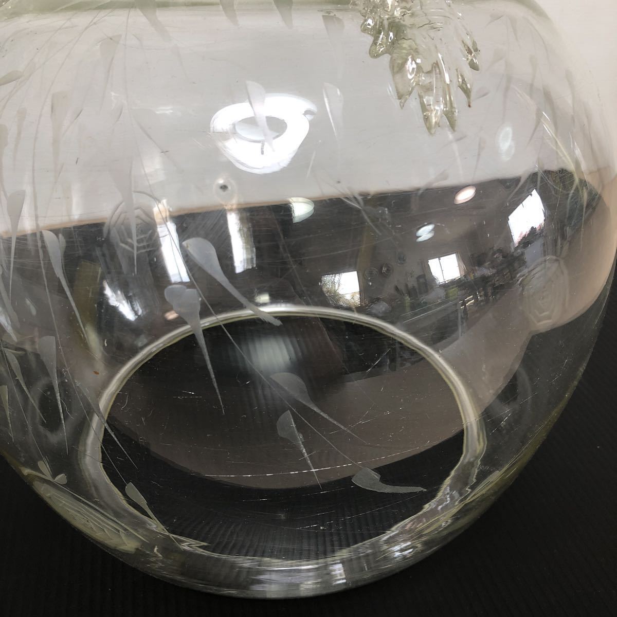 レトロ ガラス鉢 金魚鉢 メダカ鉢 インテリア 雑貨 鉢 高さ約