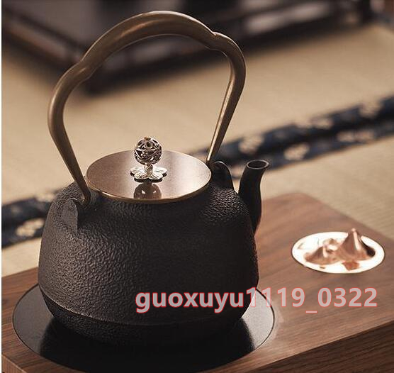リアル 銅製蓋 提梁壺 未塗装鉄器 鉄瓶☆茶道具 手作 鉄びん 鉄分補給