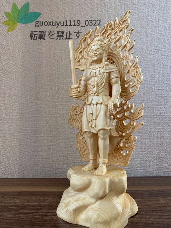 最新作 不動明王立像 檜木 仏教美術 木彫 仏師で仕上げ品 _画像2