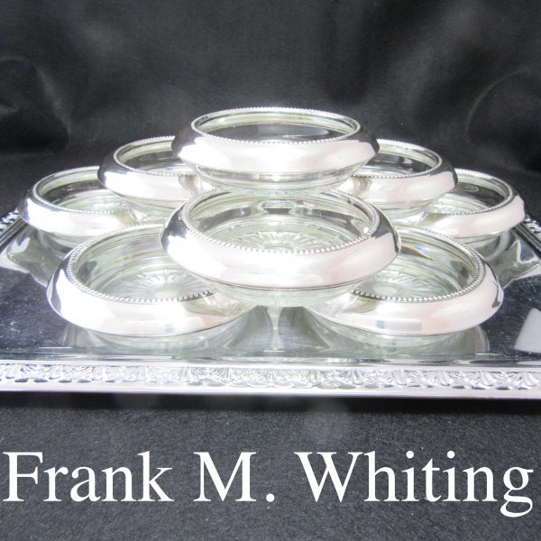 Frank M. お試し価格 超激安 Whiting パールのコースター 9個 ガラス スターリングシルバー 純銀