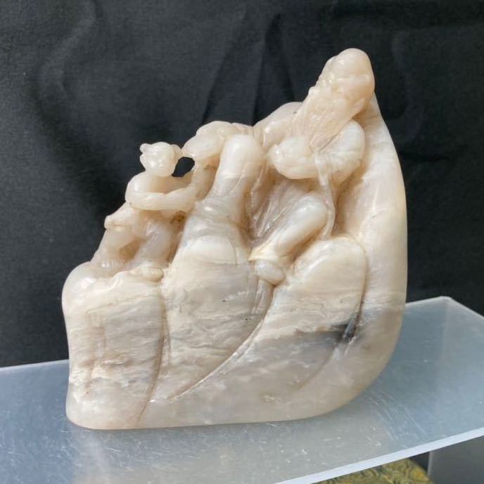 印材 彫刻 天然石 置物 ZY2341 1点 寿山石 彫刻 時代物 文房四宝 美術 