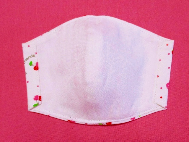  hand made!* for children [ solid mask ] strawberry . pattern unbleached cloth dot * back surface double gauze * rubber cord attaching!*