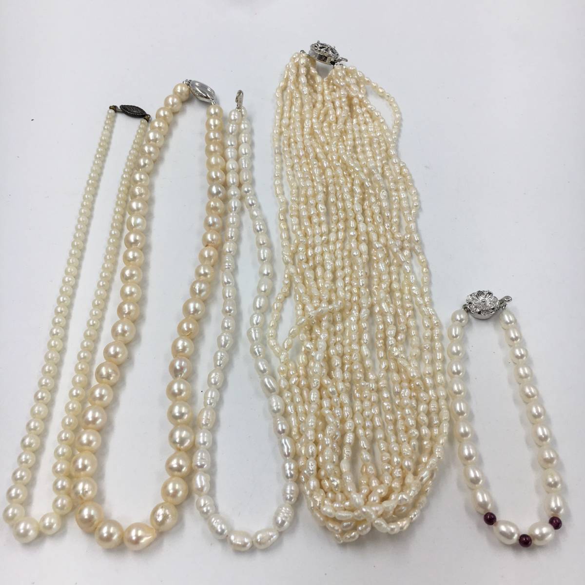 真珠 ネックレス おまとめ SV シルバー 925 ライスパール 淡水真珠 アコヤ真珠 ビンテージ アクセサリー 大量 まとめて まとめ売り