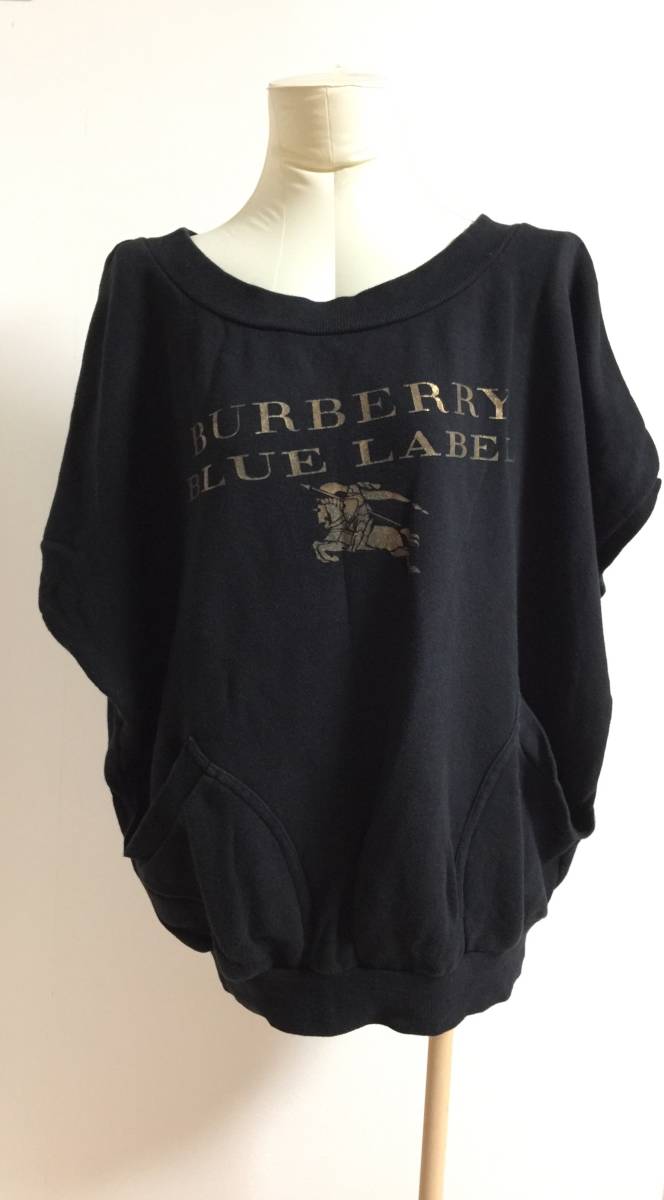 バーバリーブルーレーベル BURBERRY BLUE LABEL トレーナー ドルマン トップス カットソー 黒 ブラック 38 M レディース スウェット_画像3