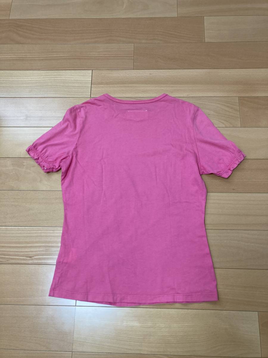 MM6 マルジェラ カットソー Tシャツ レディース ピンク トップス 半袖 パフスリーブ 袖フリル イタリア製 サイズL メゾン マルタン_画像6