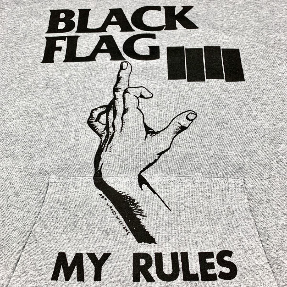 新品 ブラックフラッグ BLACK FLAG MY RULES ハードコア ロック アート ビッグ プリント オーバーサイズ パーカー XXLサイズ ユニセックス_画像7