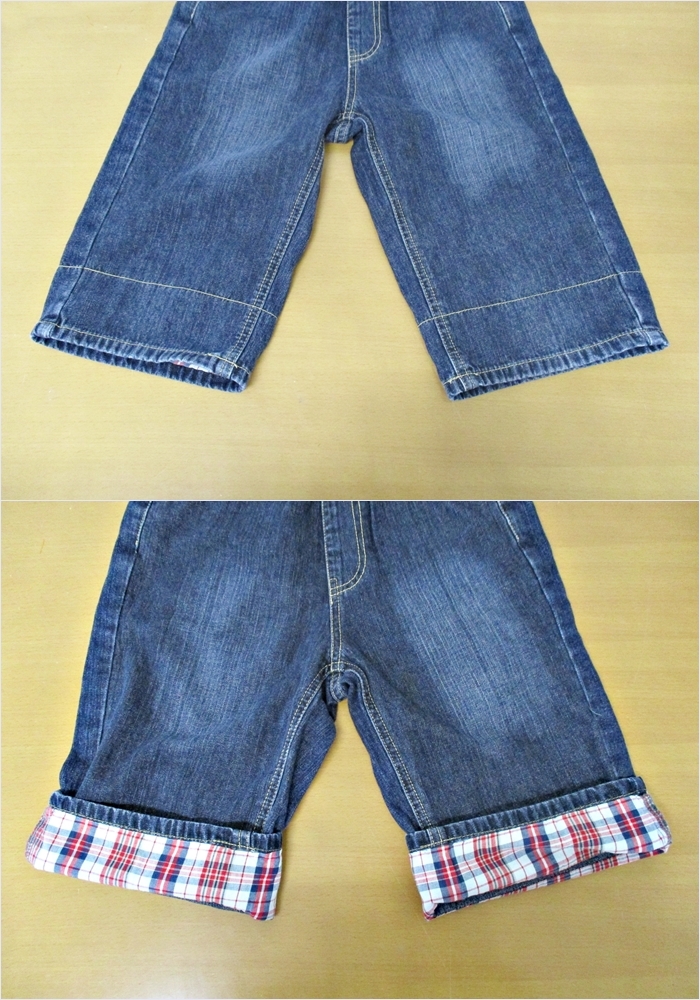 *350[ бесплатная доставка ]MILD CLUB Kids низ джинсы Denim шорты 140cm хлопок 100 casual проверка талия резина темно синий темно-синий 