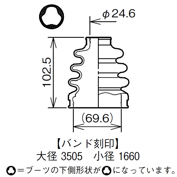 レガシィ BR9 BM9 BMG BMM BRF BRG BRM BN9 BS9 ドライブシャフトブーツ フロント インナ側 左右共通 片側 1個 ミヤコ自動車 分割_画像3