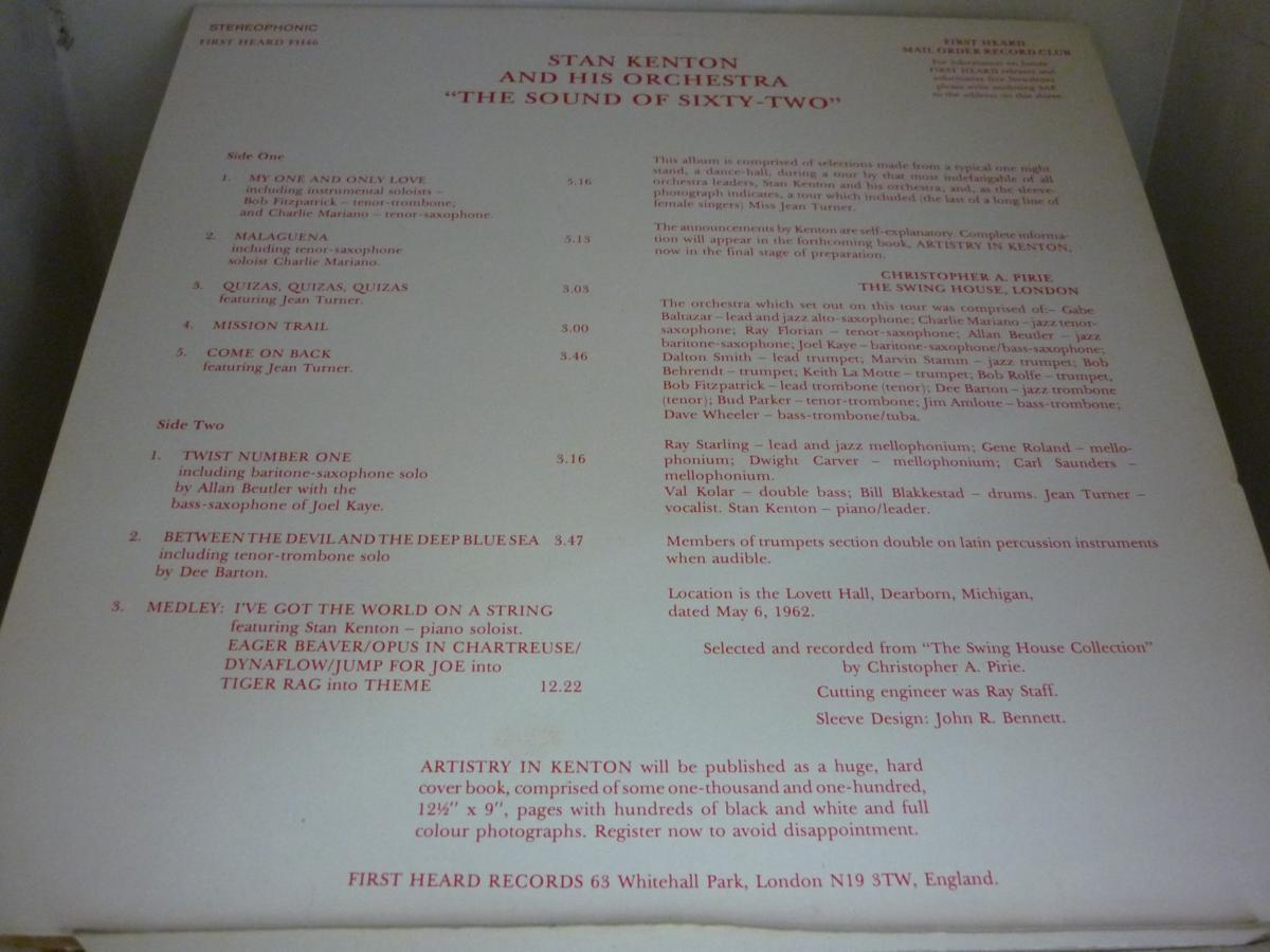 LPA2098 スタン・ケントン STAN KENTON AND HIS PRCHESTRA / THE SOUND OF 62 / UK盤LP 盤良好_画像2