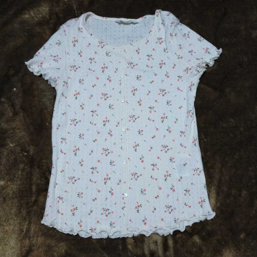 H&M H and M T-shirt floral print tops 170cm short sleeves T-shirt 