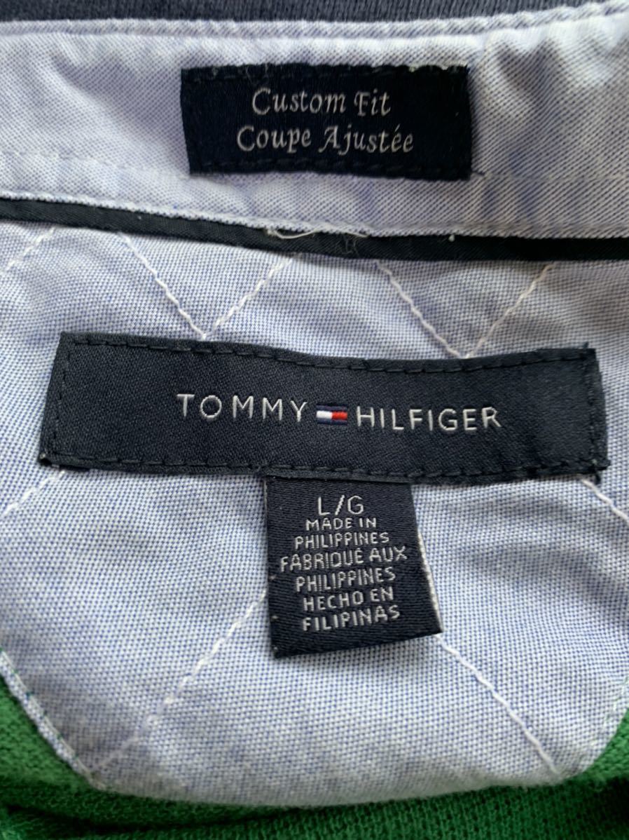 TOMMY HILFIGER/トミーヒルフィガー ポロシャツ メンズ L/Gサイズ 緑/グリーン 白/ホワイト  紺/ネイビー K1796の画像5