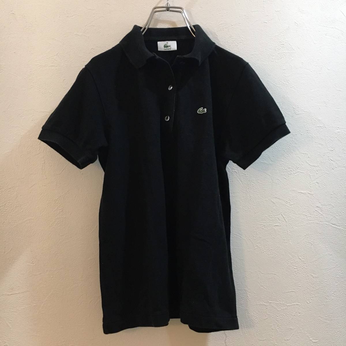 LACOSTE/ラコステ 40サイズ ポロシャツ 半袖シャツ 襟 黒_画像1