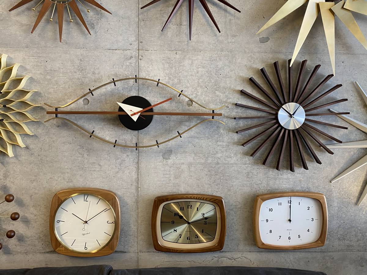 Midcentury Style Wall Clock Brown×Gold(検索 北欧ビンテージ,サンバースト,ミッドセンチュリー,イームズ,50's,60's,スペースエイジ_画像7