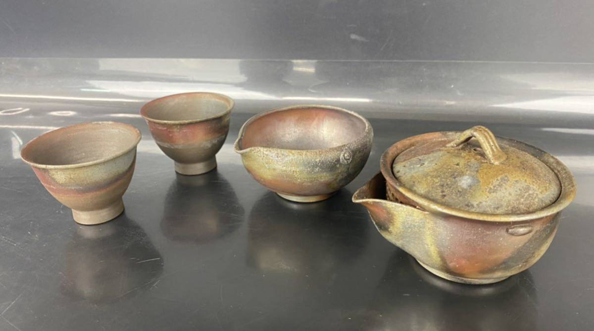 A) 陶古 小西陶古 備前焼 茶碗 茶椀 湯呑 湯冷し 宝瓶 煎茶道具 骨董