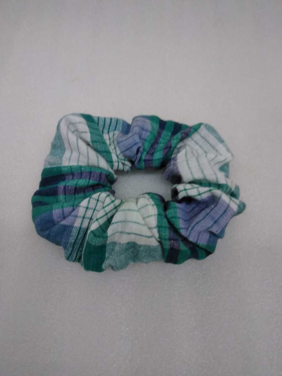 ☆ハンドメイド☆シュシュ 緑系チェック