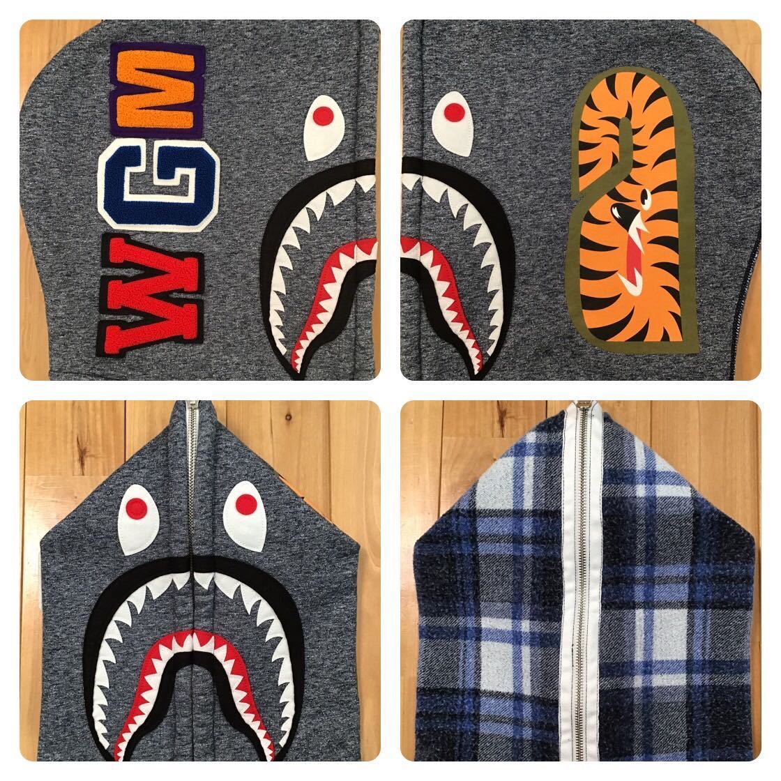 ★リバーシブル★ シャーク パーカー Mサイズ reversible shark full zip hoodie ape bape エイプ ベイプ アベイシングエイプ da8_画像6