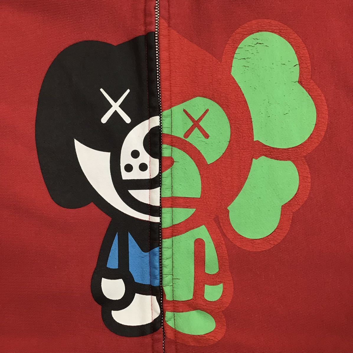 kaws × milo フルジップ パーカー Sサイズ Red a bathing ape bape full zip hoodie カウズ エイプ ベイプ アベイシングエイプ マイロ m0_画像2