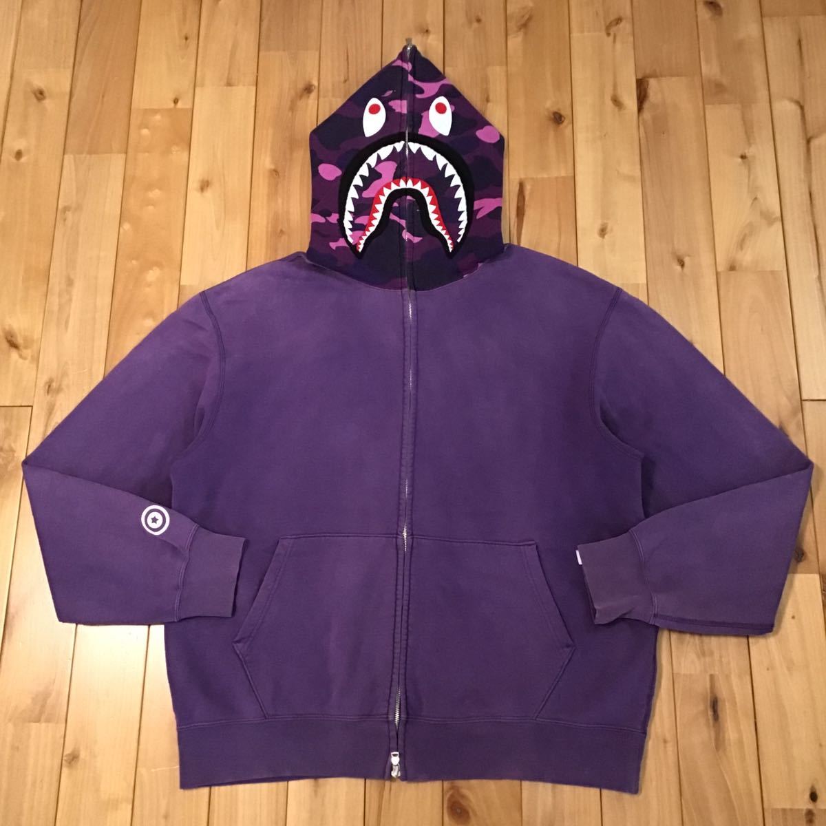 低価格 zip full shark Lサイズ パーカー シャーク purple × camo Purple hoodie fa5 迷彩 アベイシングエイプ ベイプ エイプ bape ape bathing a スウェットシャツ、トレーナー