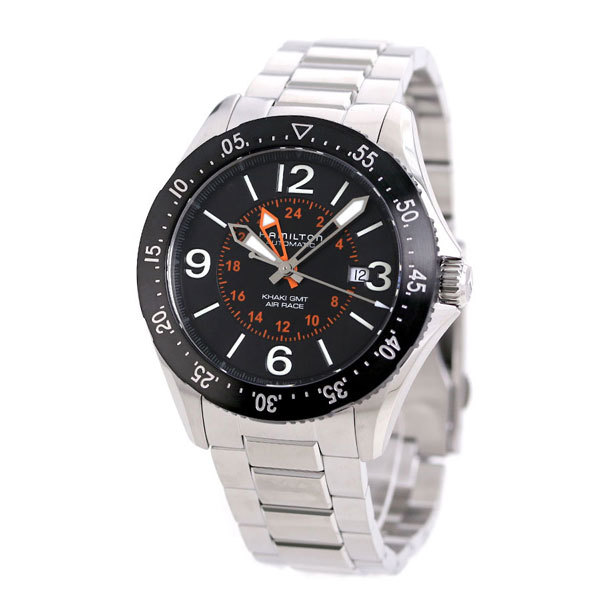 新品 送料無料 お待たせ ハミルトン 腕時計 メンズ カーキ ギフト パイロット H76755131 ブラック 時計 HAMILTON GMT 自動巻き