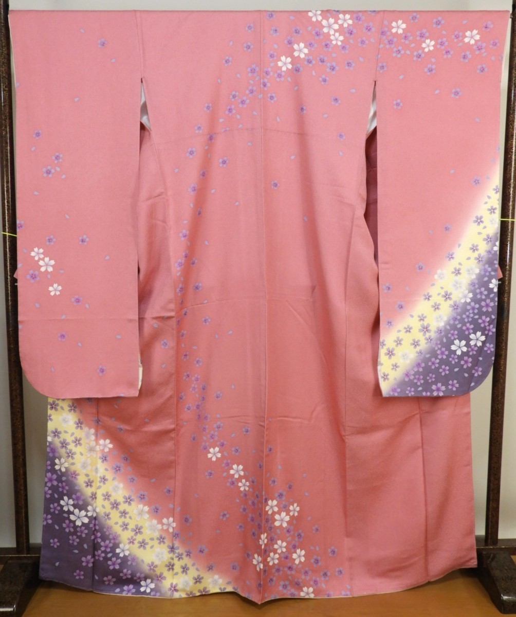 【2022?新作】 K81 正絹 振袖 ピンク色系グラデーション地桜花 身丈171cm 振袖 【2022?新作】 K81 正絹 振袖 ピンク色系グラデーション地桜花 身丈171cm 振袖