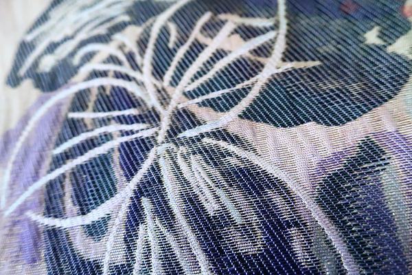送料無料】美品 都喜ヱ門 袋帯 茶色系統 刺繍 長さ4m39.5cm 豪華