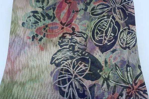 送料無料】美品 都喜ヱ門 袋帯 茶色系統 刺繍 長さ4m39.5cm 豪華