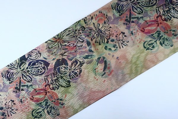 送料無料】美品 都喜ヱ門 袋帯 茶色系統 刺繍 長さ4m39.5cm 豪華