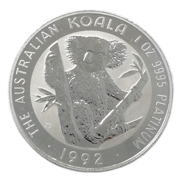 中古SA 極美品 純プラチナ コイン コアラ 1オンス 1oz 1992年 超目玉 地金型 硬貨 Pt999プラチナ 白金 今ならほぼ即納！ 20339517 オーストラリア 貨幣
